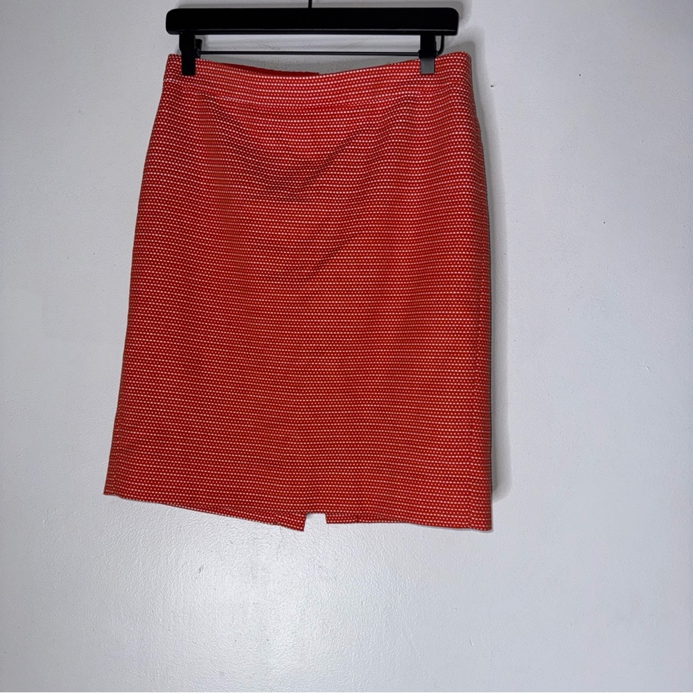 J Crew Factory 4 The Pencil Skirt Orange White‎ Textured Skirt